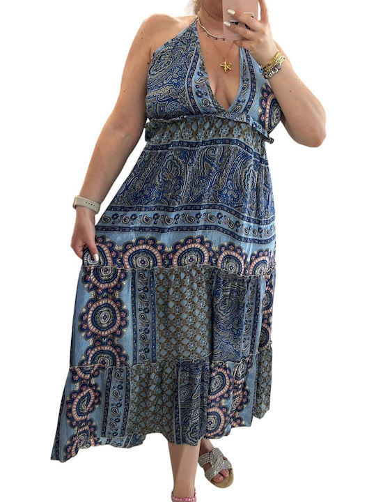 Dress with Ruffle Blue