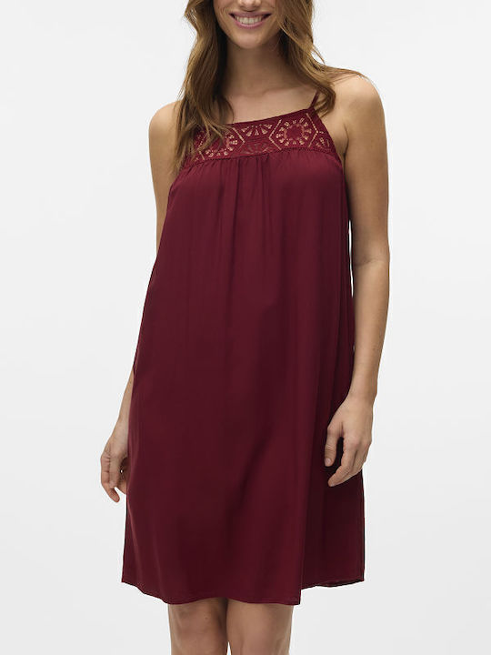 Vero Moda Grace Summer Mini Dress Burgundy