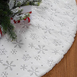 Christmas Tree Skirt Fabric White with Furry Te...