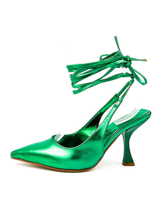 Synthetic Leather Stiletto Green High Heels
