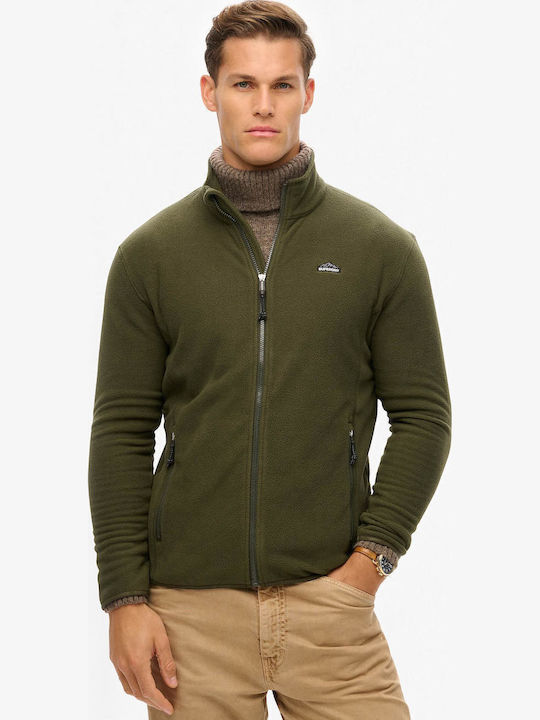 Superdry Polar Ανδρική Ζακέτα Fleece Χακί