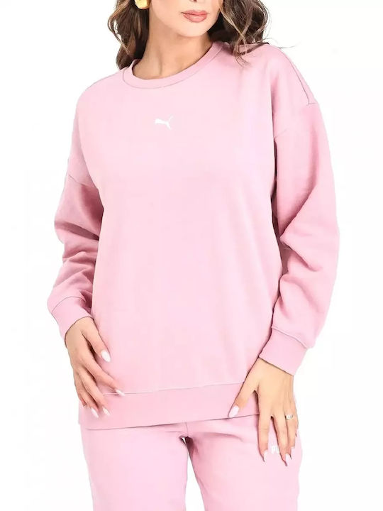 PUMA Crew Μακρύ Γυναικείο Φούτερ Pink