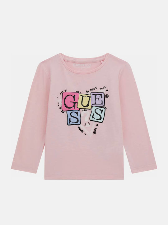 Guess Kids' Shirt Long Sleeve Pink