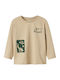 Kids' Shirt Long Sleeve Beige Let' S Roar