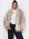 Women's Short Fur Γκρι-μπεζ