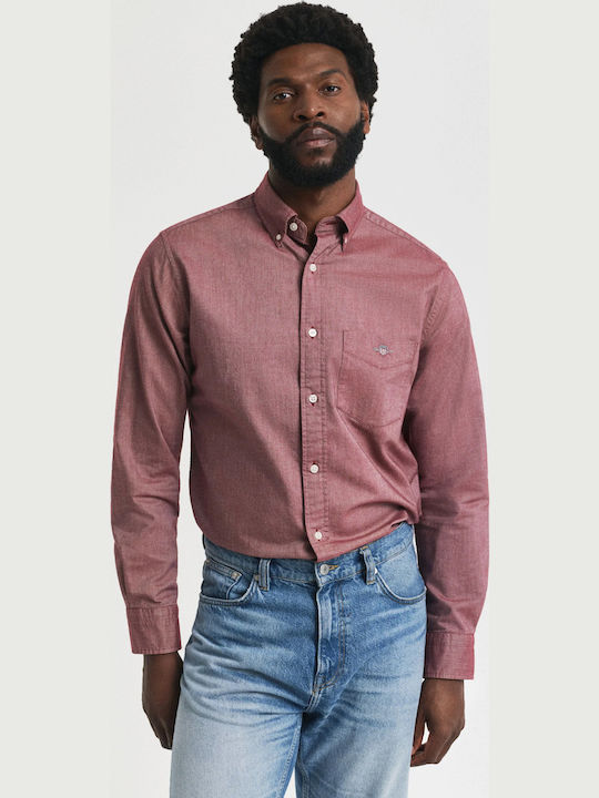 Gant Long-sleeved Cotton Shirt Plumped Red