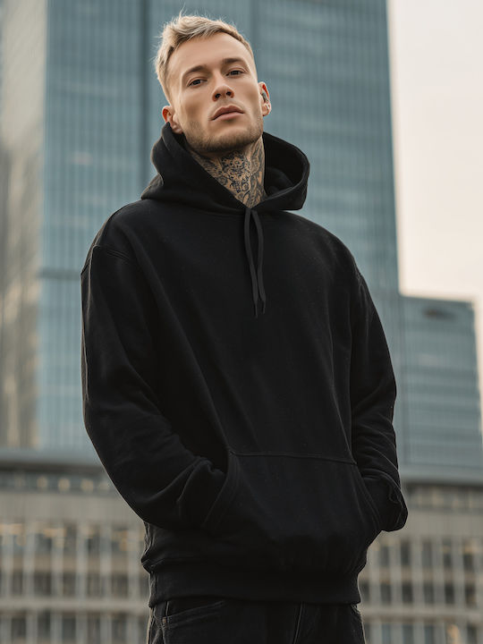 Panda Clothing Φούτερ με Κουκούλα Μαύρο