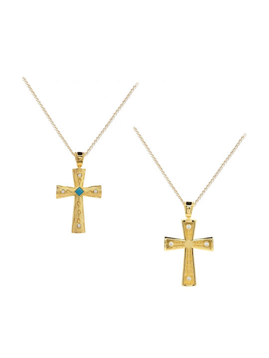 Art d or Gold Cross 14K Double Sided with Chain
