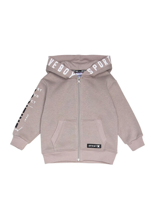 Kids Cardigan with Hood Stone
