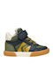 B Gisli Anatomical Leather Kids Boots with Velcro Khaki