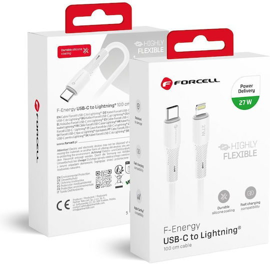 Forcell USB-C to Lightning Cable 27W Λευκό 1m
