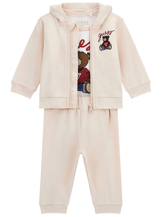 Kids Sweatpants Set Beige 3pcs