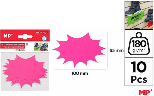Price Labels In Bright Fluorescent Pink 65x100mm Mp Pn343-01 Pack Of 10 Pieces