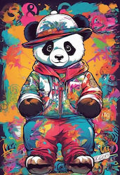 Olympus Diamond Painting "colorful Panda Bear Wearing Hat" Ψηφιδωτό Μωσαικό "πολύχρωμη Αρκούδα Φοράει Καπέλο" 40χ30