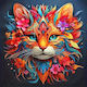 Olympus Diamond Painting "Cat Bright Colorful Patterns Flowers" Mosaic "Cat Bright Multicolored Patterns Flowers" 50x40