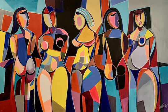 Olympus Diamond Painting "Figuri Feminine Operă de Artă Abstractă" Mozaic cu Pietricele "Figuri Feminine Operă de Artă Abstractă" 50x70