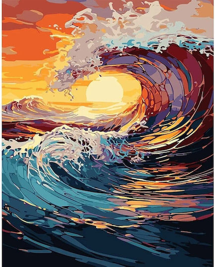 Olympus Diamond Painting "Waves Sunset" Mozaic cu Diamante "Valuri Apus de Soare" 50x40