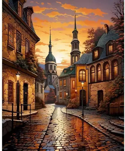 Olympus Diamond Painting "picturesque European Road" Ψηφιδωτό Μωσαικό "γραφικο Ευρωπαίκο Δρομακι" 50χ40