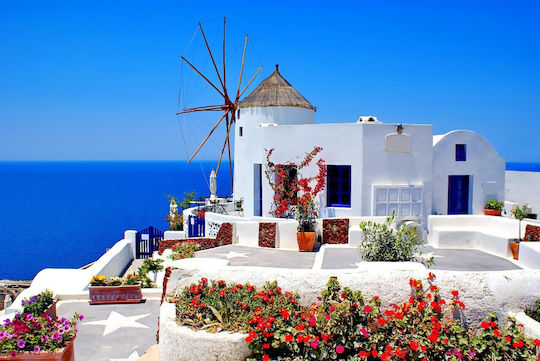 Olympus Diamond Painting "santorini Landscape" Ψηφιδωτό Μωσαικό 'γραφικό Τοπίο Σαντορίνης" 40χ30