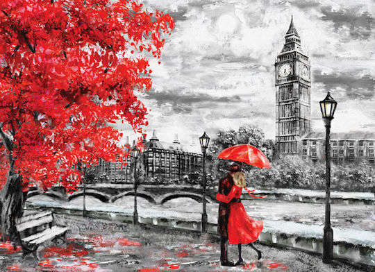 Olympus Diamond Painting "Couple in Love in Red at Big Ben" Mosaic "Couple in Love in Red in London Big Ben" 50x40