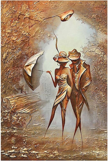 Olympus Diamond Painting "Romantic Elegant Couple Under Rain At Night Gold Art" Mosaic "Romantic Elegant Couple Under the Rain at Night Gold Art" 50x70