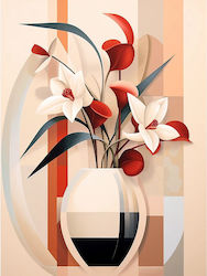 Olympus Diamantmalerei "Abstrakte Geometrische Blumen" Ψηφιδωτό Μωσαικό "Blumen Vase Abstrakte Geometrische Kunst" 40x30