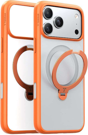 Torras Ostand Spin Umschlag Rückseite Silikon Orange (iPhone 17 Pro Max)