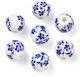 Handmade Porcelain White Blue Flowers 12mm 20pcs