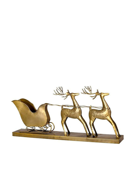 Fylliana Metal Decorative Reindeer Sleigh Fylliana Fl1981 Gold Colour 78x12x36cm