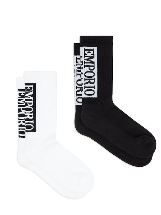 Emporio Armani Bărbați Șosete White-Black 2Pachet