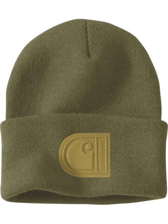 Beanie Unisex Σκούφος με Rib Πλέξη σε Πράσινο χρώμα