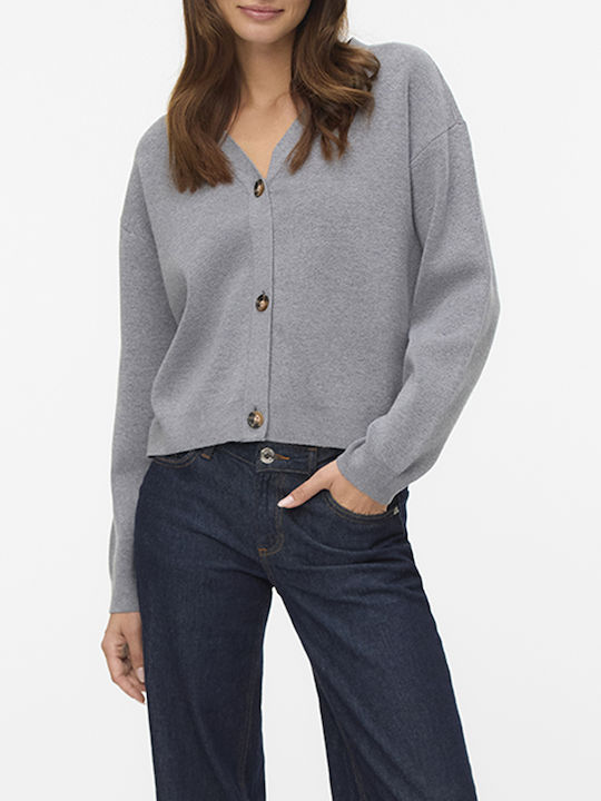 Vero Moda Κοντή Γυναικεία Πλεκτή Ζακέτα Medium Grey Melange