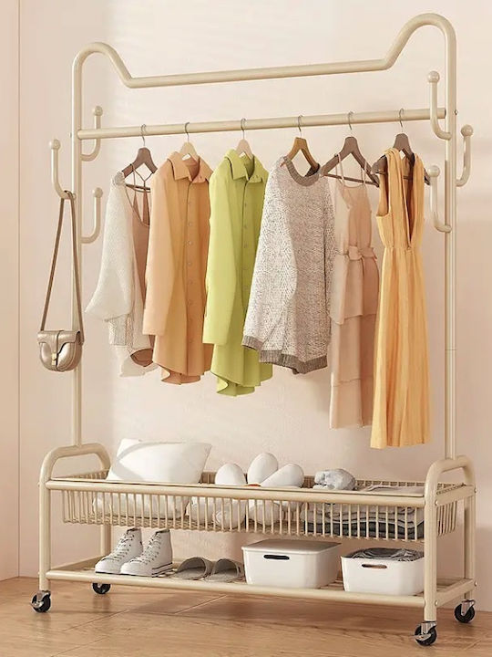 Viosarp Wheeled Floor Garment Rack made of Metal White 100x40x170cm