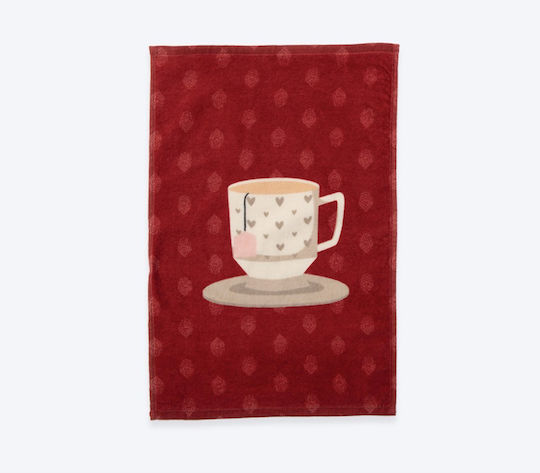 Nef-Nef Homeware Cup Of Tea Ποτηρόπανο σε Κόκκινο Χρώμα 40x60cm Nef-Nef Homeware Cup Of Tea Ποτηρόπανο σε Κόκκινο Χρώμα 40x60cm