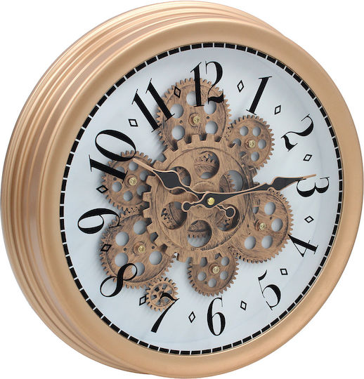 Keskor 87524-1 Wall Clock Plastic Diameter 35cm x 6cm Rose Gold Mechanism Gear Movement