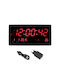 Digital LED Wall Clock Alarm Clock Temperature Date Day Display Red-White 16961-4622b