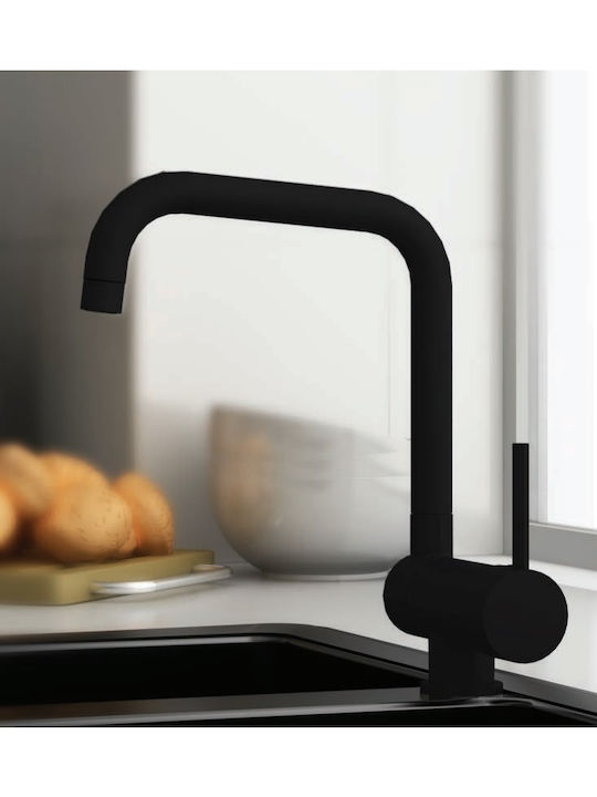 Orabella Nardo Black Matt Tall Counter Kitchen Faucet U-Shaped Black 20142