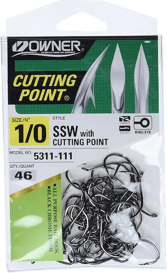 Куки За Риболов Owner Cutting Point Ssw 5311 Черен Хром 1/0 – 9/0 #8/0