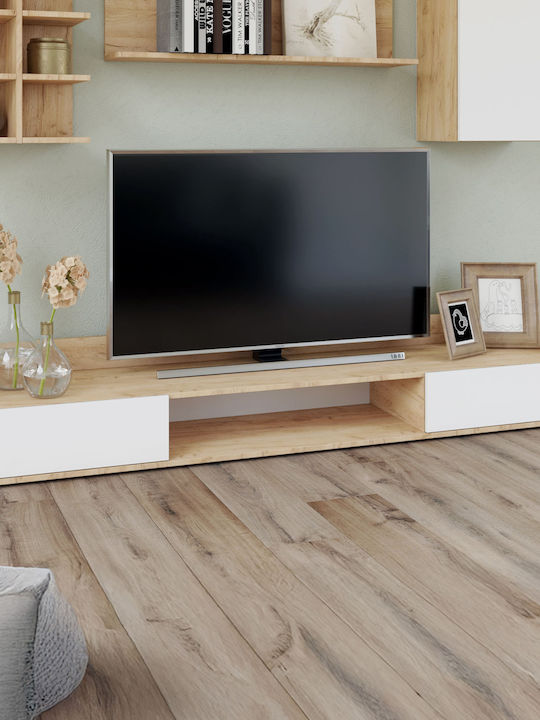 TV Stand Callisto Gold Oak-White L200xD40xH30cm