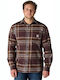 Long-sleeved Flannel Shirt in Wide Line Checked Dark Sepia