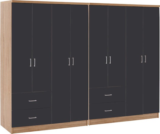 Четири врати Гардероб Dark Grey, Sonoma 241x42.5x180.5см