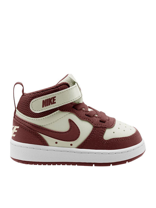 Nike Court Borough Mid Παιδικά Sneakers High με Σκρατς Μπορντό