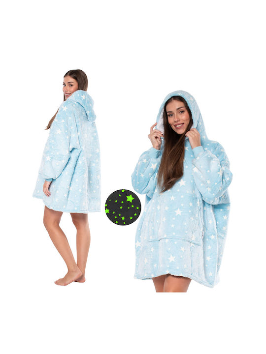 Kocobluza Κουβέρτα Sherpa με Μανίκια 80x84εκ. Blue