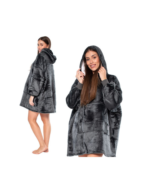 Sherpa Blanket with Sleeves 80x84cm Black