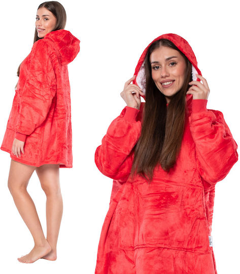 Κουβέρτα Sherpa με Μανίκια 80x84εκ. Red