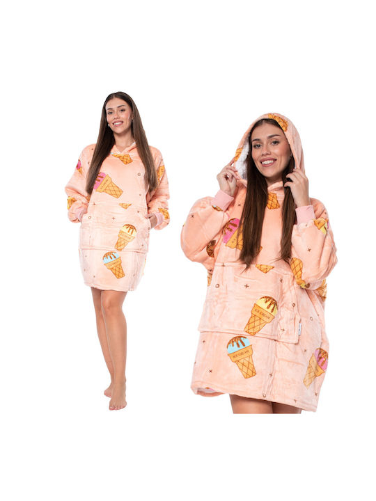 Κουβέρτα Sherpa με Μανίκια 80x84εκ. Pink