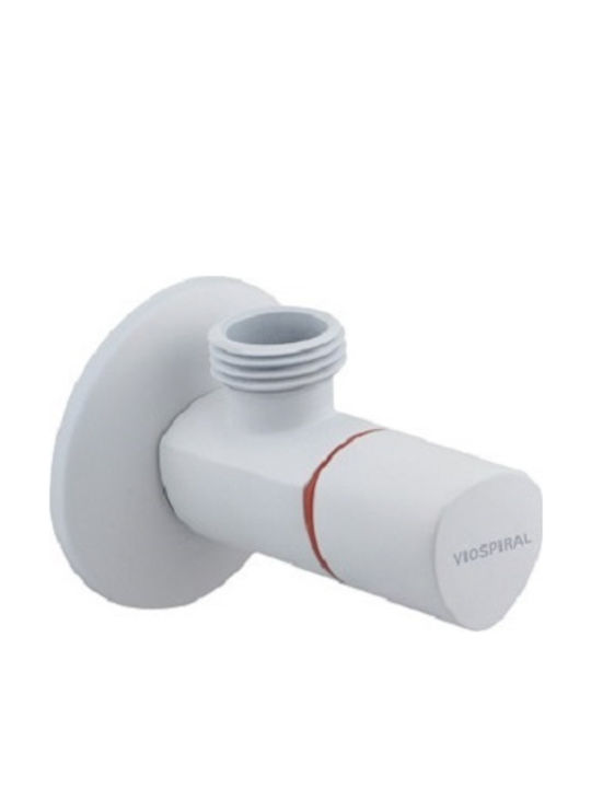Viospiral Angular Valve White 1/2'' Inox Aisi 304 With Rosette Φ60 39-02610/w