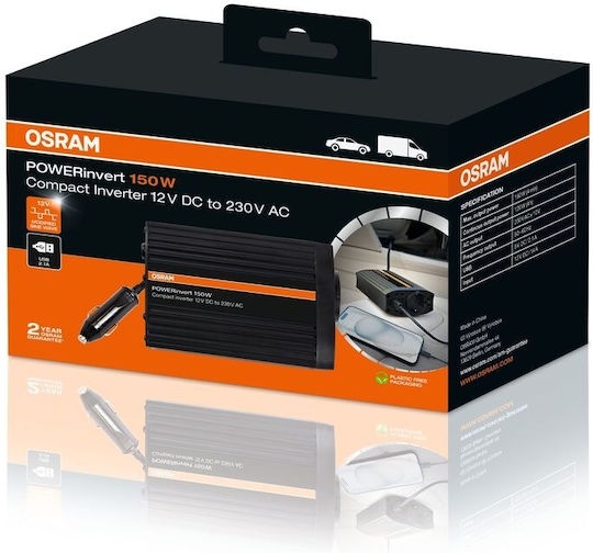 12V 150W Car Power Inverter USB Output Osram