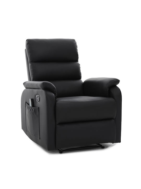 Rigil Πολυθρόνα Relax Massage από Δερματίνη Μαύρο 75x87x102cm