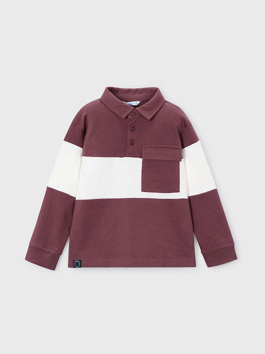 Mayoral Kids' Polo Long Sleeve Plum